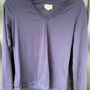 PACT Women's Long-Sleeve, V-Neck Top - SIZE Medium - NAVY - 100% Organic Cotton